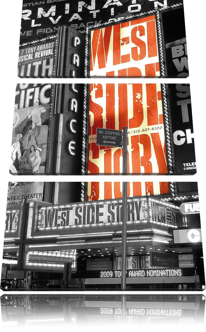 Pixxprint Programm des berühmten Broadway's als Leinwandbild/Grösse: 3 Teilig (120x80) cm/Wandbild/K