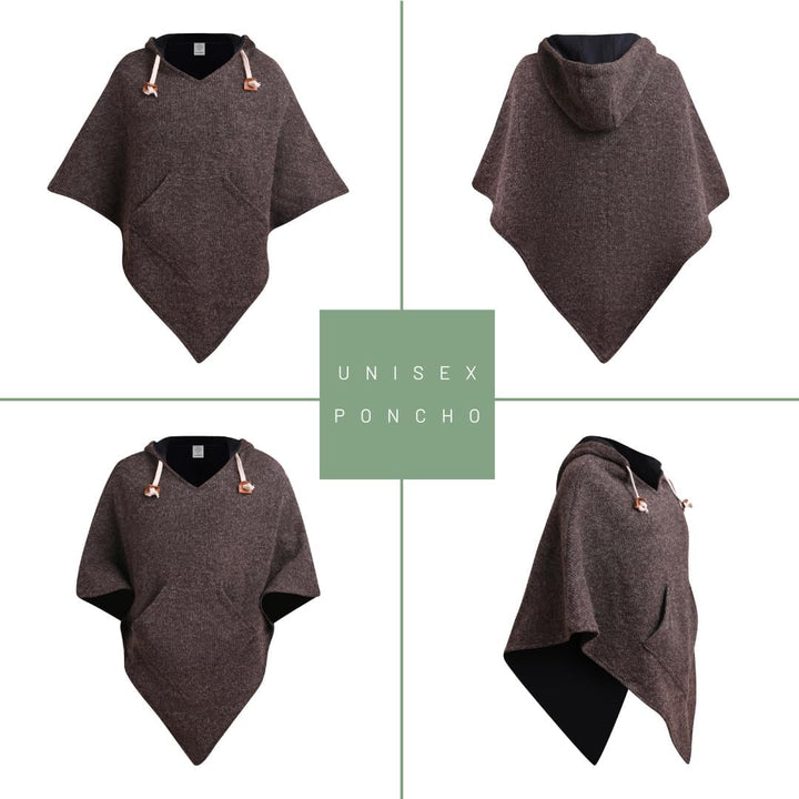 virblatt - Poncho Herren Wolle & Poncho Damen | Wolle &Polarfleece Herren Poncho Winter Fleece warm