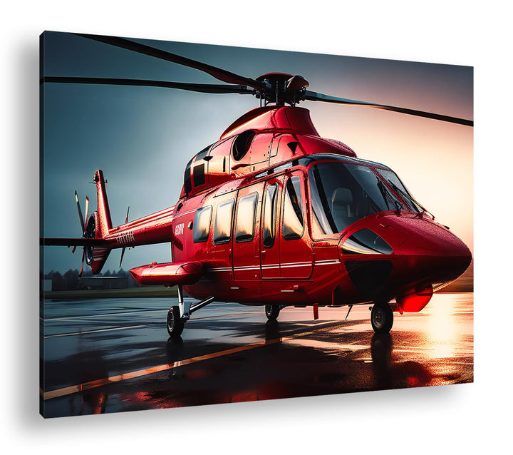 deyoli Rettungshubschrauber Format: 80x60 cm als Leinwandbild, Motiv fertig gerahmt auf Echtholzrahm