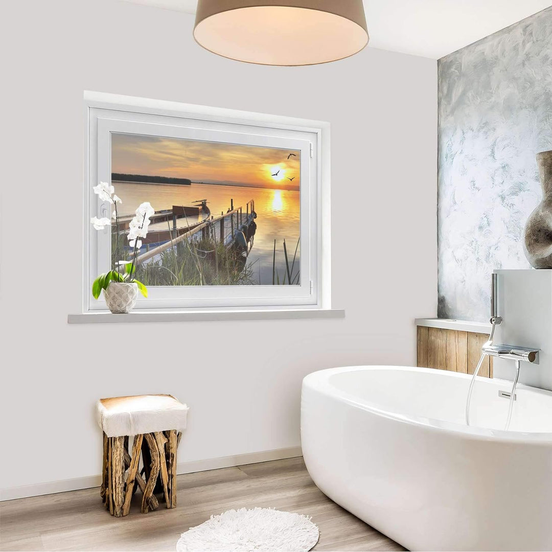 Fenster-Folie Sichtschutz I Folie für Fenster Deko - Fensterbild selbstklebend I Deko für Bad, Küche