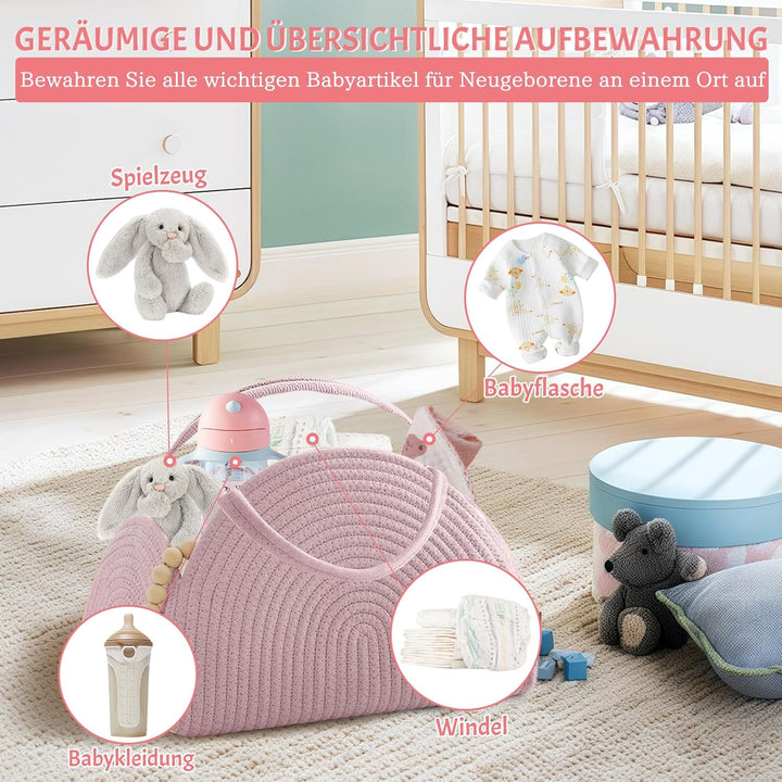 Wickeltasche Organizer, Baby Windel Caddy Korb, Tragbarer Aufbewahrungskorb für den Wickeltisch, Wic