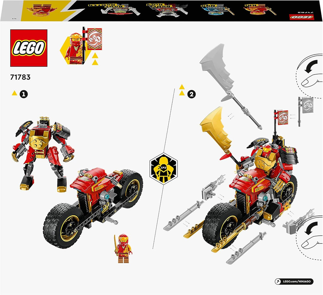 LEGO 71783 NINJAGO Kais Mech-Bike EVO, Aufrüstbares Ninja-Motorrad Spielzeug mit 2 Minifiguren – Kai