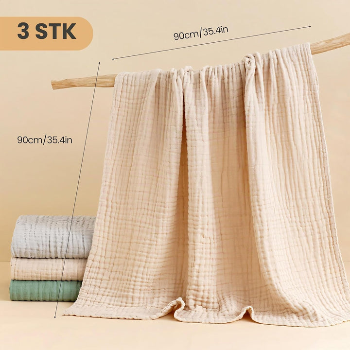 3 Stück Baby Erstausstattung Neugeborene，Handtuch Kapuze（Grösse 90 * 90cm），babyhandtuch mit Kapuze，K