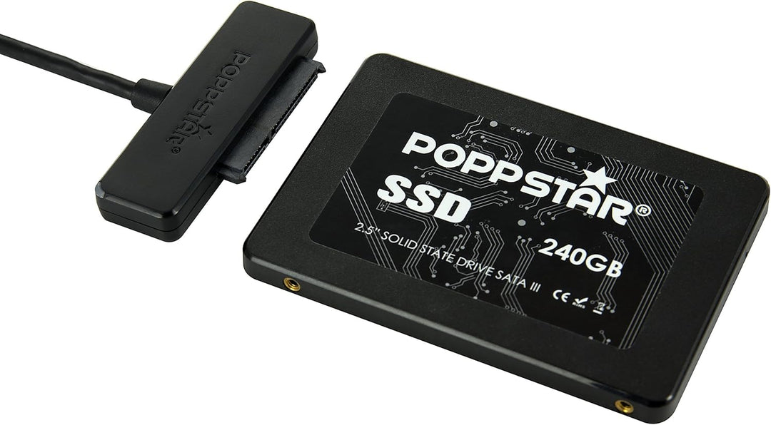 Poppstar Festplatten-Adapter mit Netzteil (USB 3.1 Gen 2 Typ C) Sata USB Kabel für Externe Festplatt