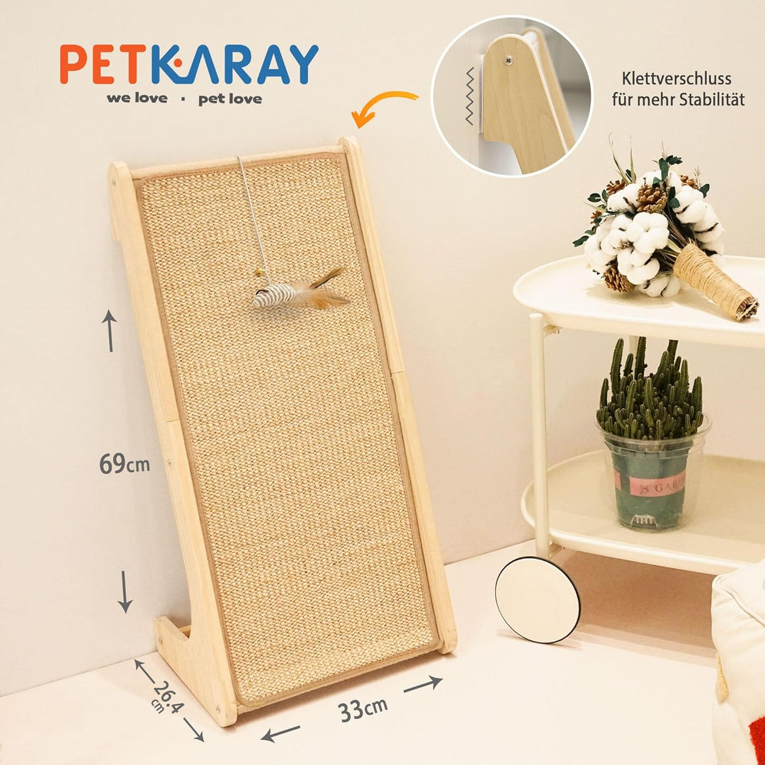 PETKARAY Dual-Use Kratzbrett Katze, 68 cm Hohe L-förmiger Sisal Kratzsäule, Kratzpads für Katzen, Ka