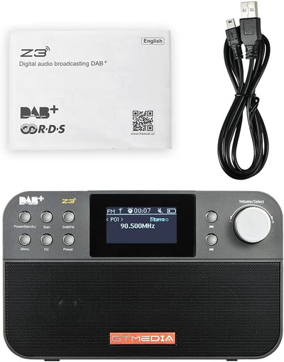 Z3 Dab+ Digitales Radio mit Bluetooth, tragbar digital Radio dab wiederaufladbar kompatibel mit Uhr,