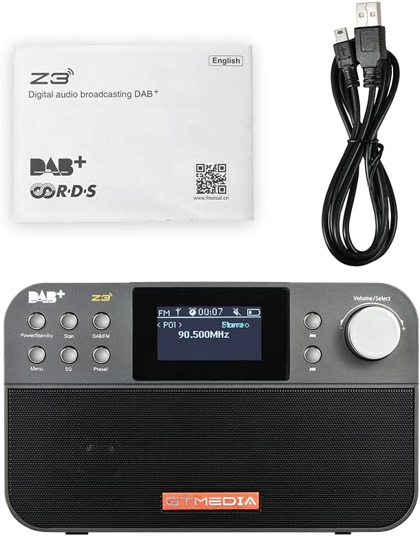 Z3 Dab+ Digitales Radio mit Bluetooth, tragbar digital Radio dab wiederaufladbar kompatibel mit Uhr,