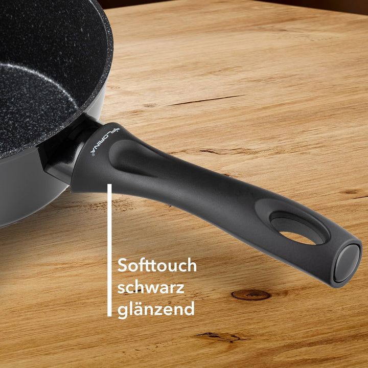 FLORINA Aluminium Stieltopf (1,7 l) 18 cm I Kasserolle MAGNUM I Antihaftbeschichtet I Topf mit Softt