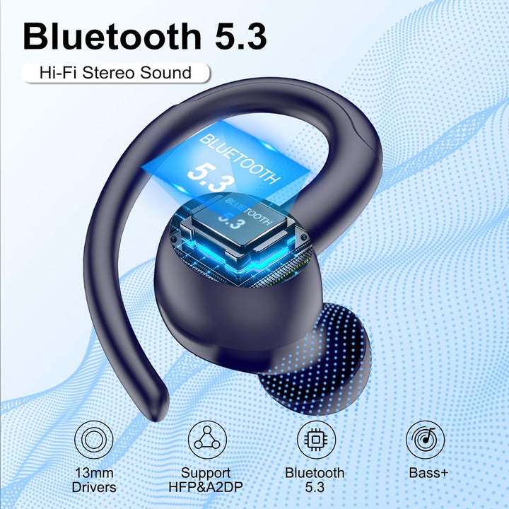 Csasan Bluetooth Kopfhörer Sport, in Ear Kopfhörer Kabellos Bluetooth 5.3 mit Ohrbügel, Hi-Fi Stereo