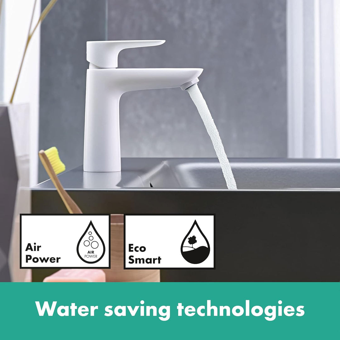 hansgrohe Wasserhahn Talis E (wassersparende Armatur mit hohem Auslauf 110mm, Zugstangen- Ablauf), M