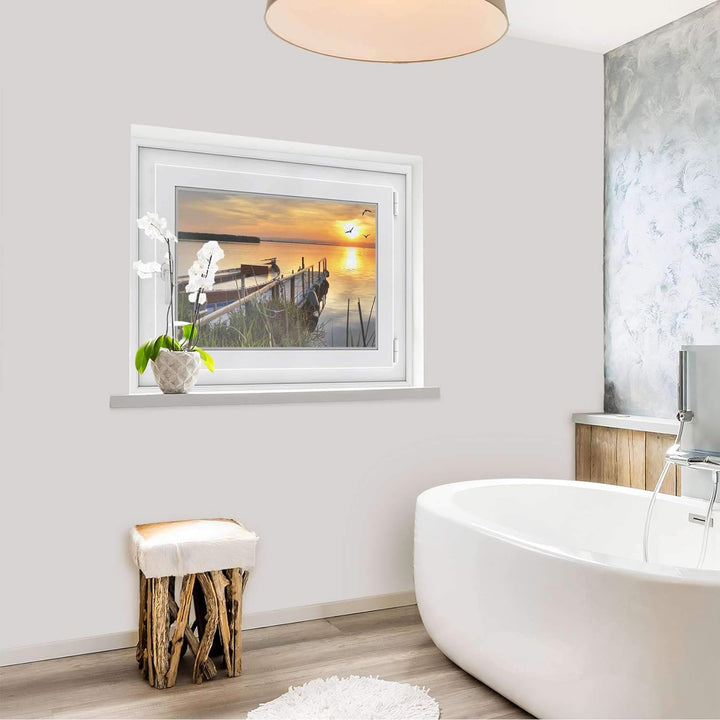 Fensterfolie Sonnenschutz I Hochwertige Folie für Fenster - selbsthaftend I Dekofolie für Bad, Küche