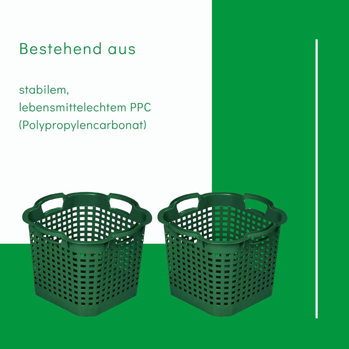 Novatool 6X Gartenkorb grün 25 L Erntekorb 40cm Drehstapelkorb Laubkorb Kunststoffkorb Mehrzweckkorb