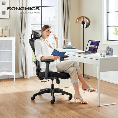 SONGMICS Bürostuhl, ergonomischer Schreibtischstuhl, Computerstuhl, Netzstuhl, verstellbare Lendenst