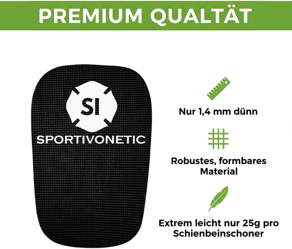 SPORTIVONETIC® High Performance Schienbeinschoner Anpassbar für Erwachsene & Kinder, Damen & Herren