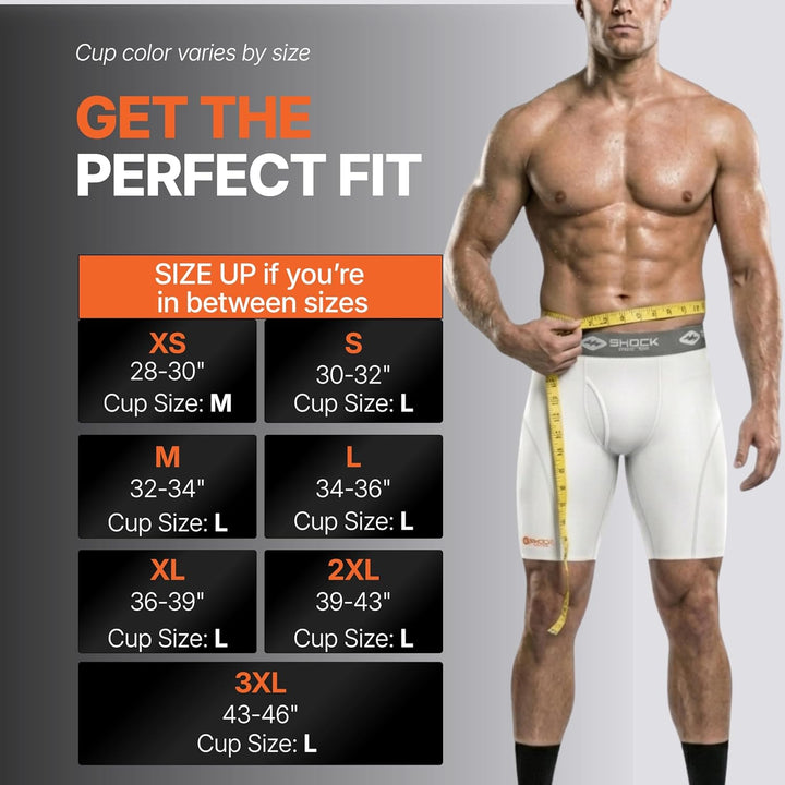 ShockDoctor Herren Tiefschutz Kompressions-Short mit Bioflex Cup XL Weiss, XL Weiss