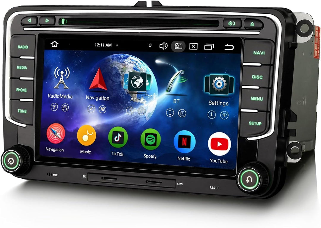 Erisin Android 14 4GB+64GB 8-Kern Autoradio mit CD Bluetooth GPS Navi für VW Golf 5/6 Passat B6 Polo
