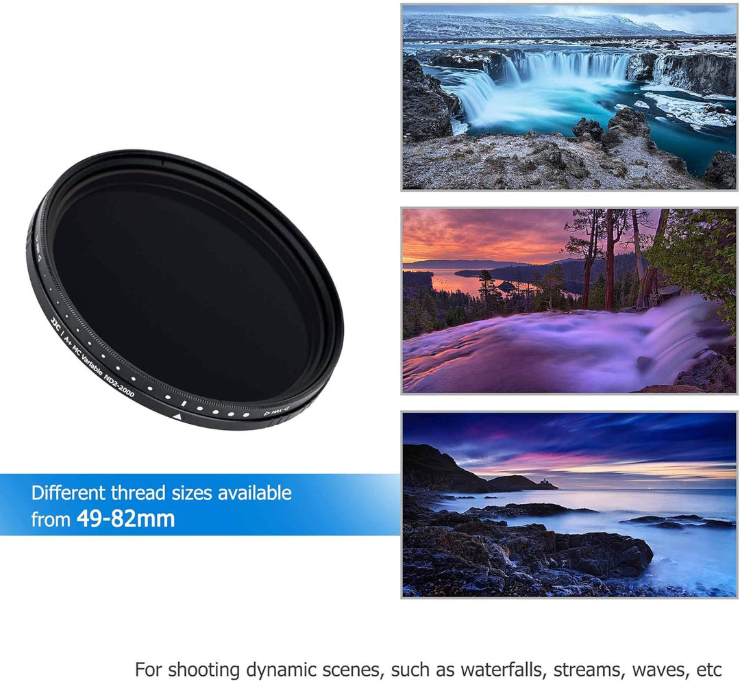 JJC 49 mm Variabler ND Filter ND2-ND2000 Neutral Graufilter für Canon EF 50 mm F1.8 EF-M 15-45 mm F3