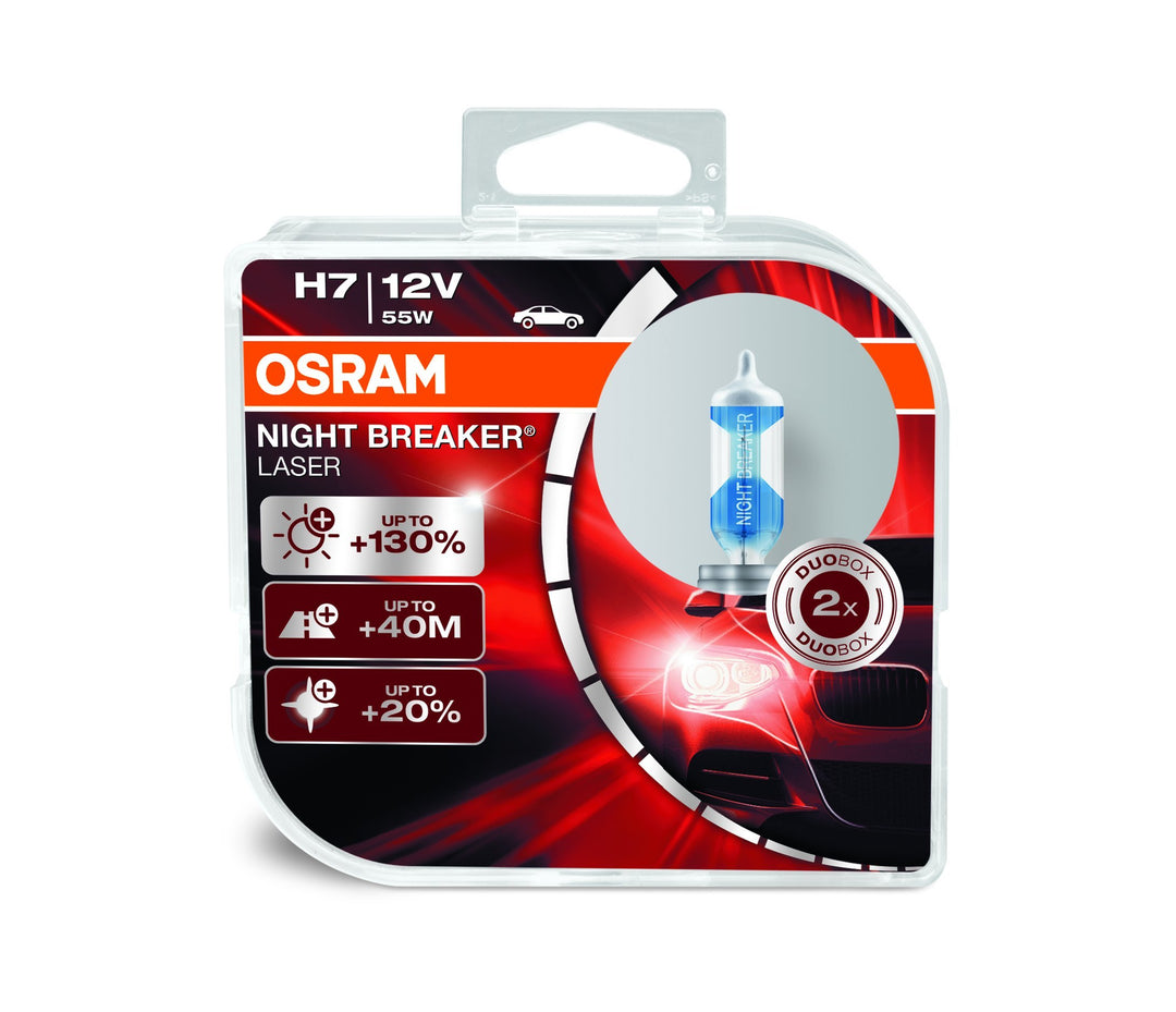 Osram 64210NBL-HCB Night Breaker Laser H7 Halogen Scheinwerferlampe, 12V, Duobox, 2 Stück, Duobox