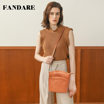 FANDARE Damen Handy Umhängetasche Crossbody Tasche Handtaschen Leder Schultertasche Frauen Handytasc