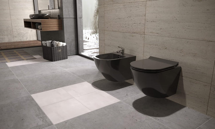 i-flair Wand-Hänge Bidet Franco mit Mischbatterie und Wandbefestigung - Schwarz, Schwarz