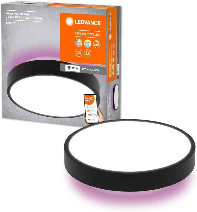 LEDVANCE ORBIS BACKLITE ROUND SMART+ WiFi Leuchte Ø 35cm, dimmbare LED Leuchte für den Innenbereich,