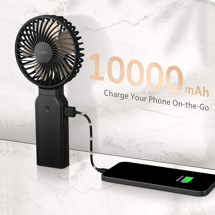 Funme Handventilator 3 in 1 Tischventilator Tragbarer Lüfter mit 53 Stunde 9000 Aufladbarer Batterie