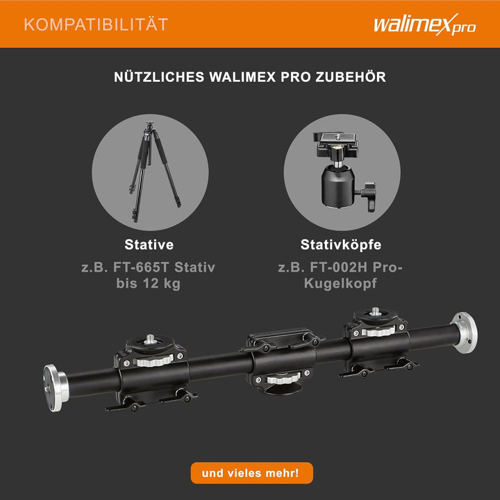 Walimex WT-628 Auslegearm (2 horizontal und vertikal verstellbare Schlitten, 2x 3/8 Zoll, 2x 1/4 Zol