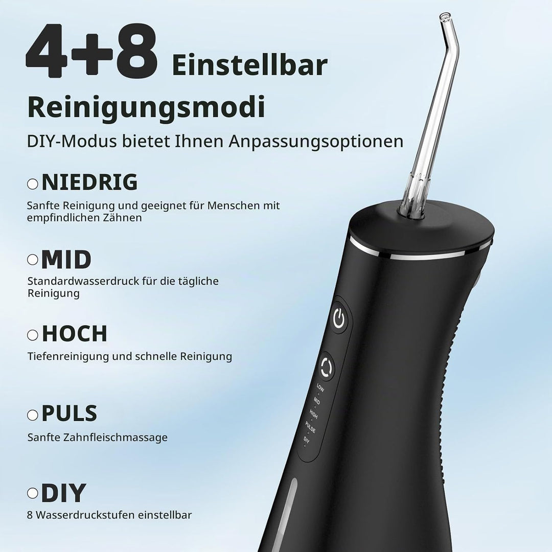 Munddusche Kabellos Elektrisch Zahnreiniger 4 Modi 4 Düsen Munddusche IPX7 Wasserdicht für Reise and
