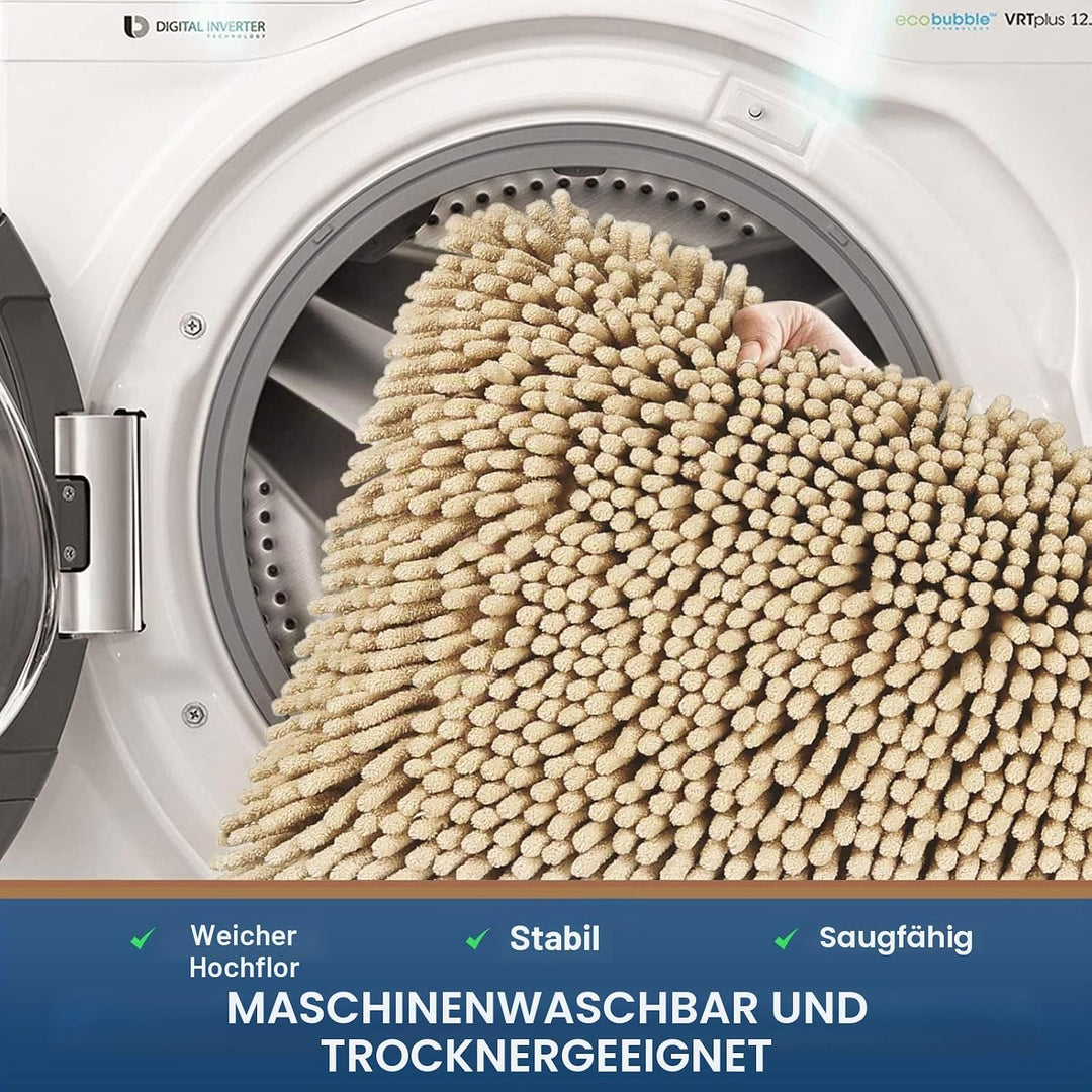 Homaxy rutschfeste Badematte Chenille Badezimmerteppich Mikrofaser Badteppich Saugfähige Hochflor Ba