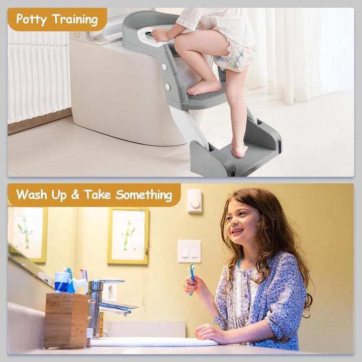 Toilettensitz Kinder mit Treppe,2 IN 1 Toilettensitz Kinder,Toilettentrainer für Kinder,Upgraded Kin