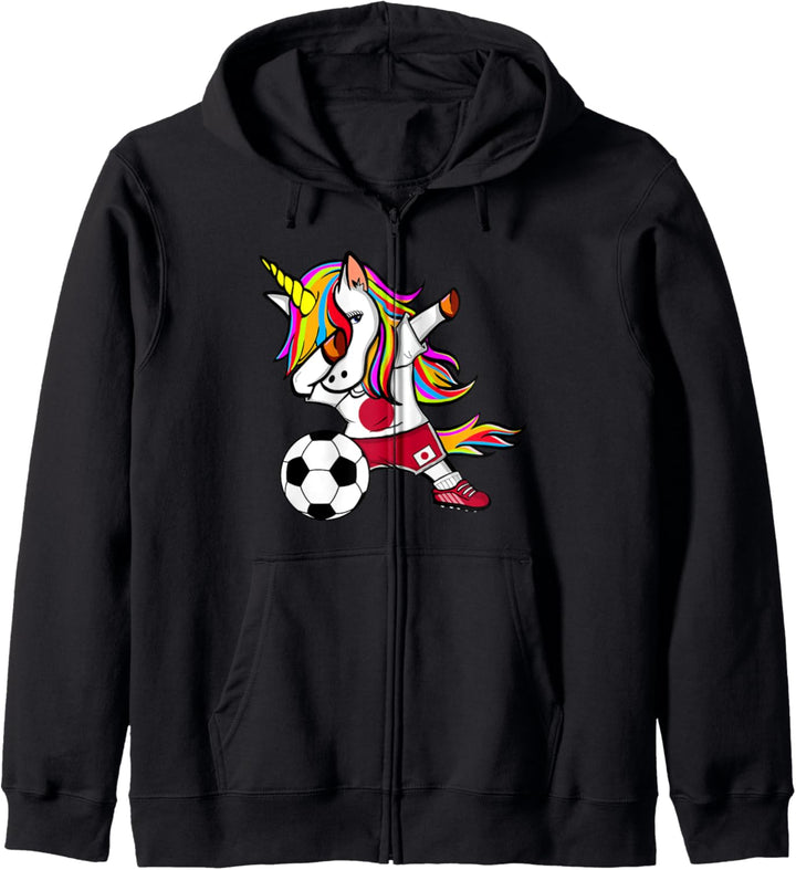 Dabbing Einhorn Unicorn Japan Fussball - Japanische Flagge Kapuzenjacke