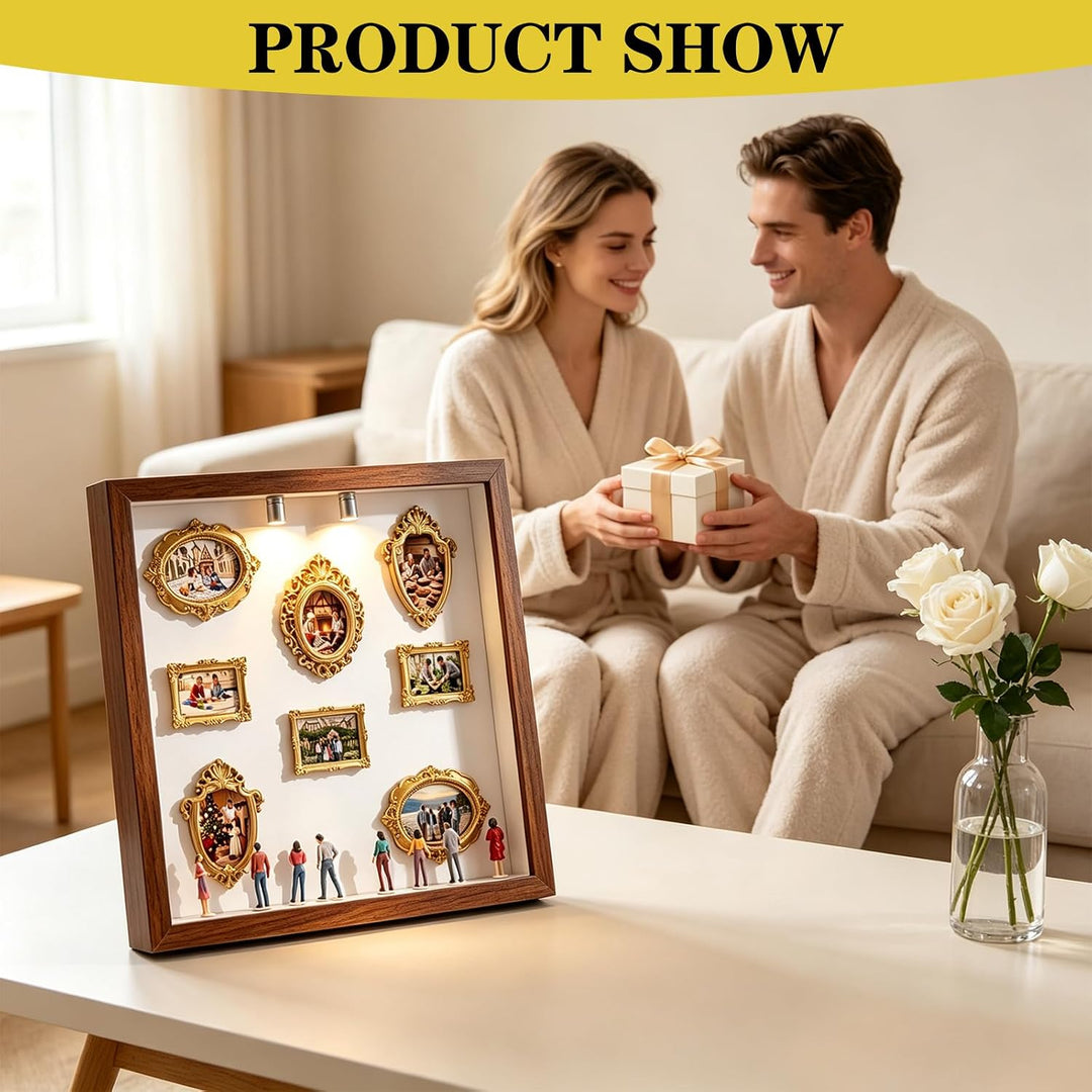 DIY Mini Museum Silhouette Box Kit,8 Frames,8 Figures, 2 Lights,1Klebeband
