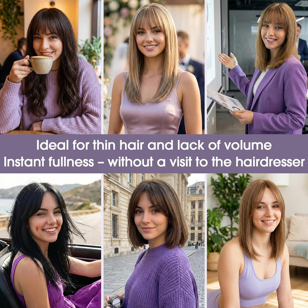 S-noilite Toupets für Frauen mit Pony 8x11cm - 100% Echthaar Topper Hair Extensions Echthaar Damen H