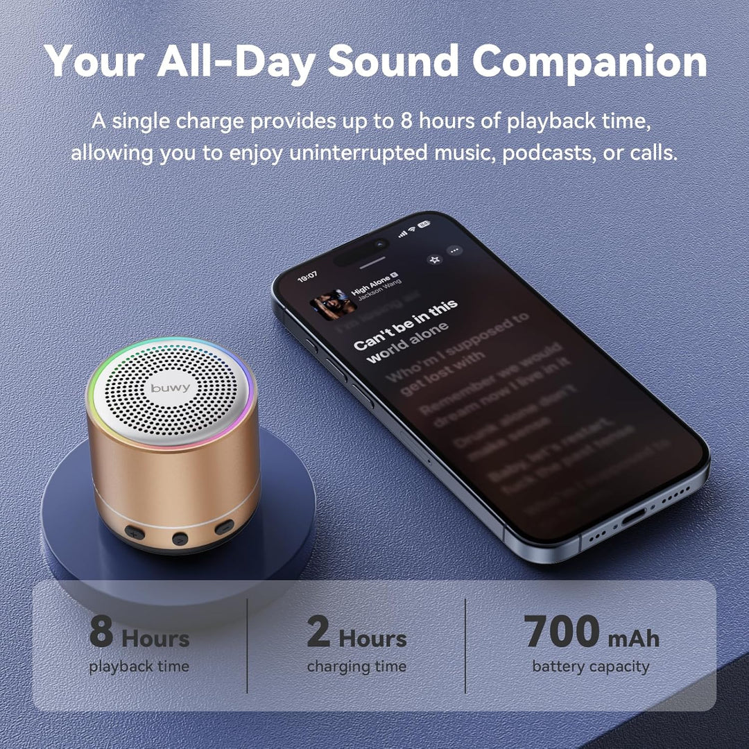 Mini Bluetooth Lautsprecher (83g), Musikbox Bluetooth 5.4 mit RGB Lichter, HD-Sound & Starke Bass, T