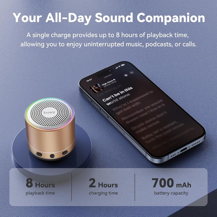 Mini Bluetooth Lautsprecher (83g), Musikbox Bluetooth 5.4 mit RGB Lichter, HD-Sound & Starke Bass, T