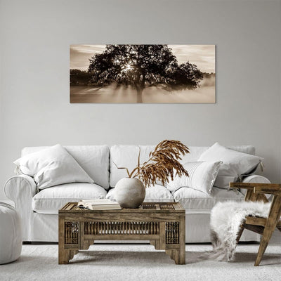 Panorama Bilder auf Leinwand 100x40cm Leinwandbild mit Rahmen Baum Feld Natur Gross Wanddeko Bild Sc