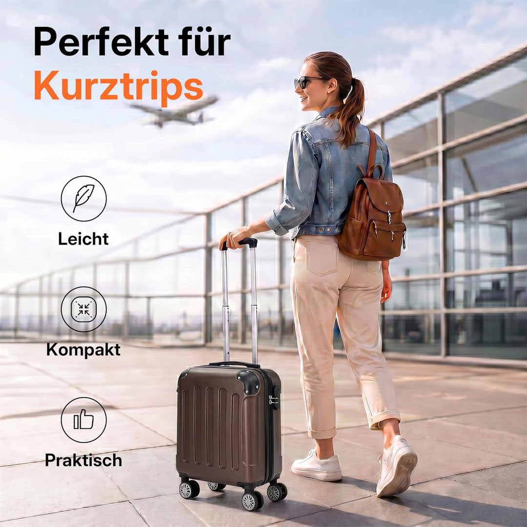 BEIBYE Handgepäck Koffer 45x36x20 cm – Untersitzkoffer für EasyJet, kleines Kabinengepäck aus ABS, C
