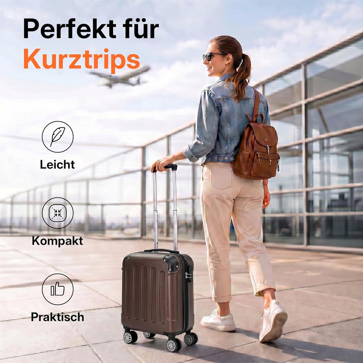 BEIBYE Handgepäck Koffer 45x36x20 cm – Untersitzkoffer für EasyJet, kleines Kabinengepäck aus ABS, C