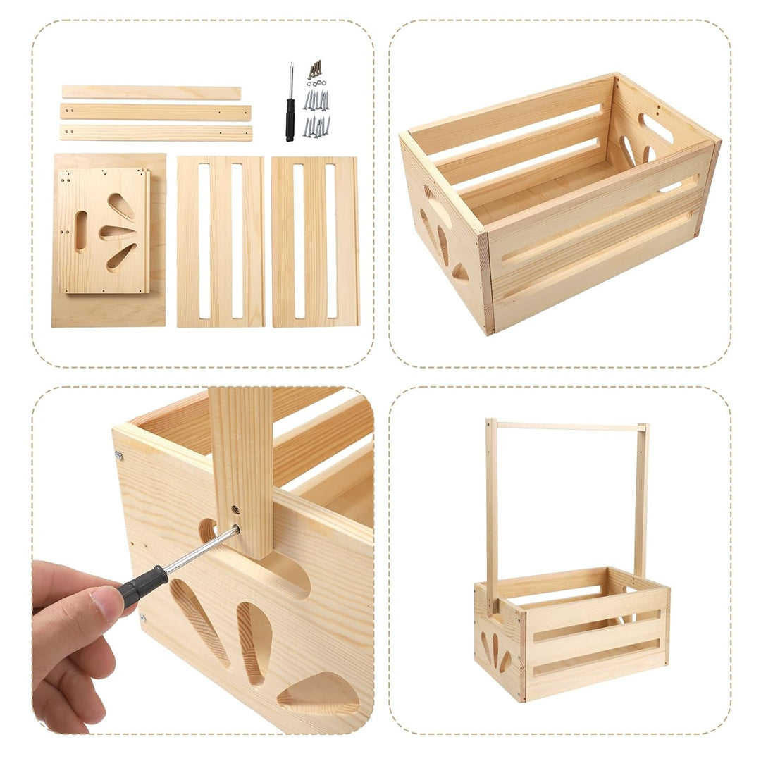 Holzkiste für Babypartys, Babykorb mit Griff Babykorb Holz Geschenkkiste Baby Aufbewahrungskiste Kor