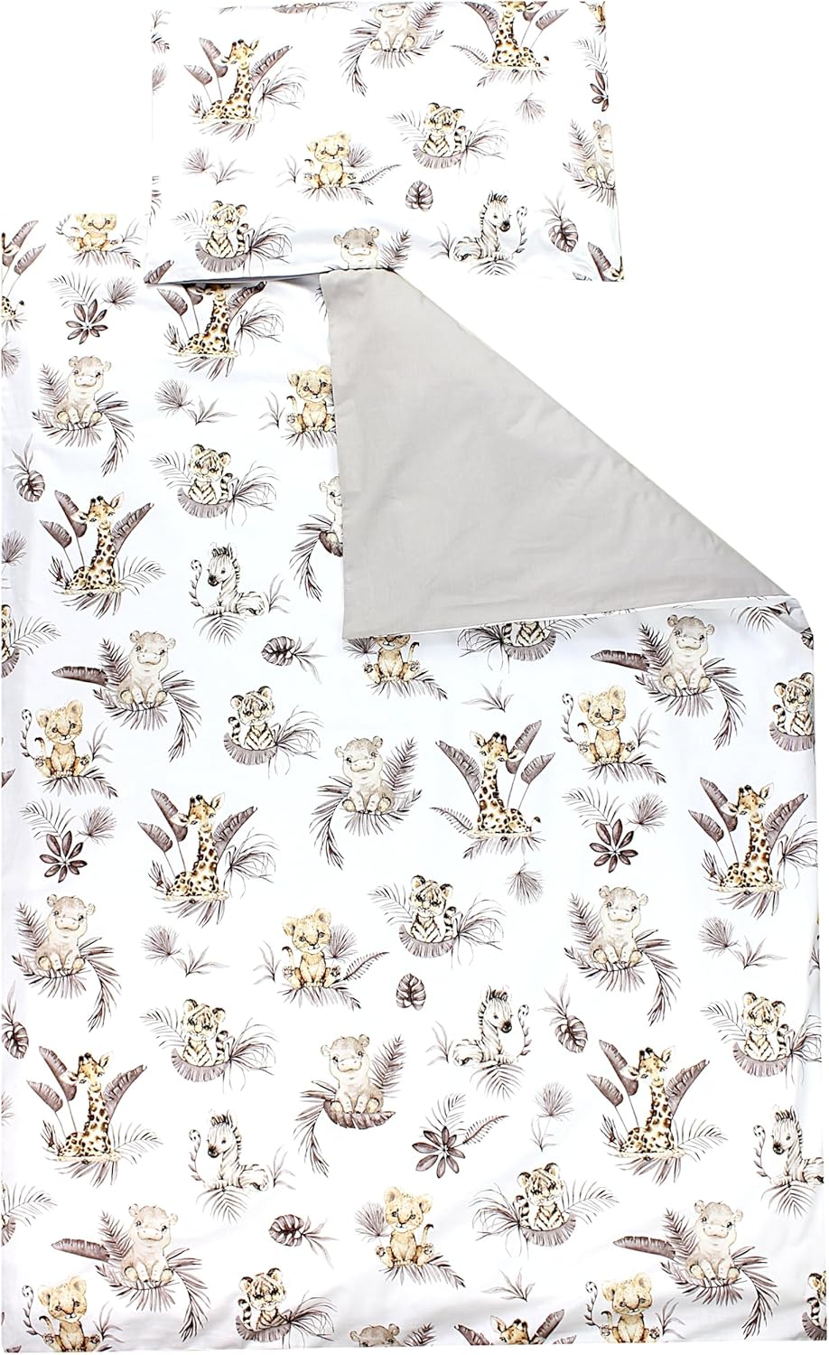 TupTam Kinder Bettwäsche Gemustert 2-Teilig Wendebettwäsche, Farbe: Beige Löwe Blätter/Beige, Grösse