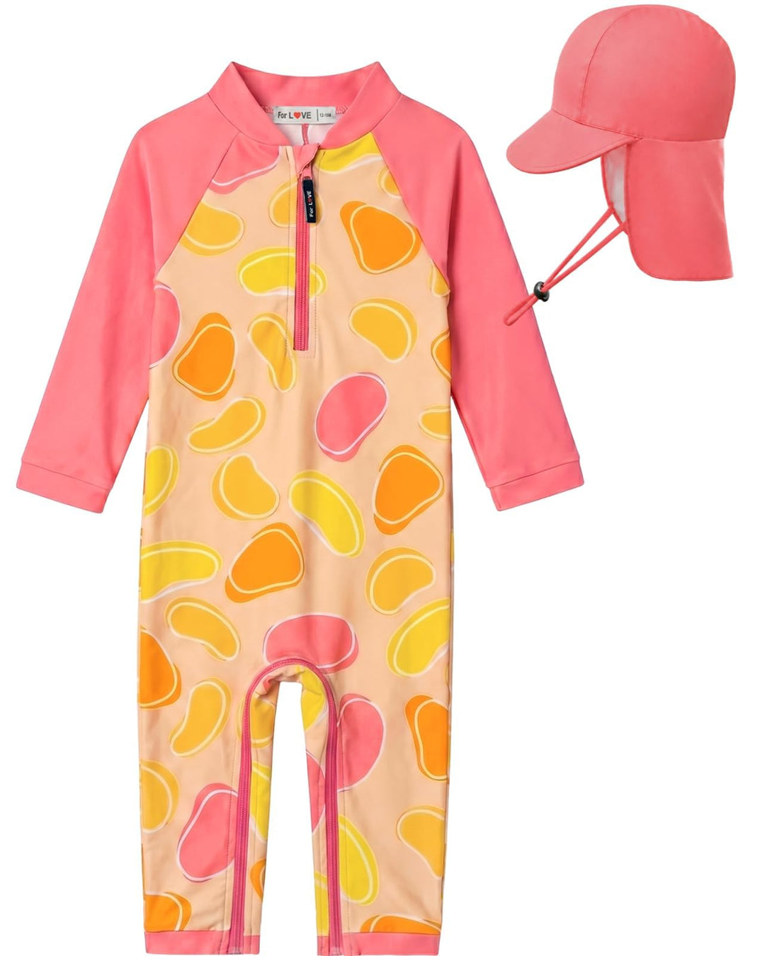 weVSwe Baby Mädchen Langarm Badeanzug UV-Schutz UPF 50+ Einteiler mit Kleinkind Sonnenhut Flap Cap 0