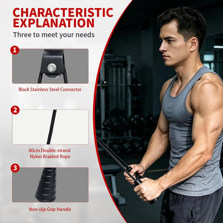 AHTAPFON Dynamic Tricep Rope Attachment,Dual Spiral Grip Neutral Grip Cable Attachment for Strength