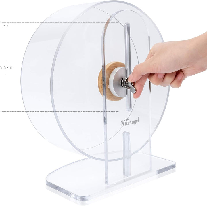 Niteangel Leises Hamsterrad - Geräuscharmes Spinning Acryl Hamsterrad mit Doppel-Lagerung für Hamste