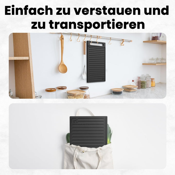 GASLAND GDS25C Grillplatte, Flache Grillpfanne mit Griff für Gaskochfelder, Gusseisen, Rostschutz, Z