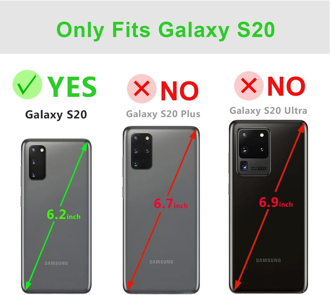 LENSUN Echtleder Hülle für Samsung Galaxy S20, Handyhülle [Echtes Leder] [Magnetverschluss] [RFID Sc