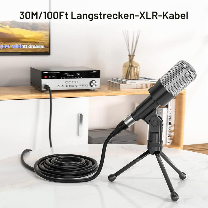 EBXYA XLR Kabel 30M/100FT & DMX Kabel 3-Pin Symmetrisch - Mikrofonkabel Stecker auf Buchse - Profess