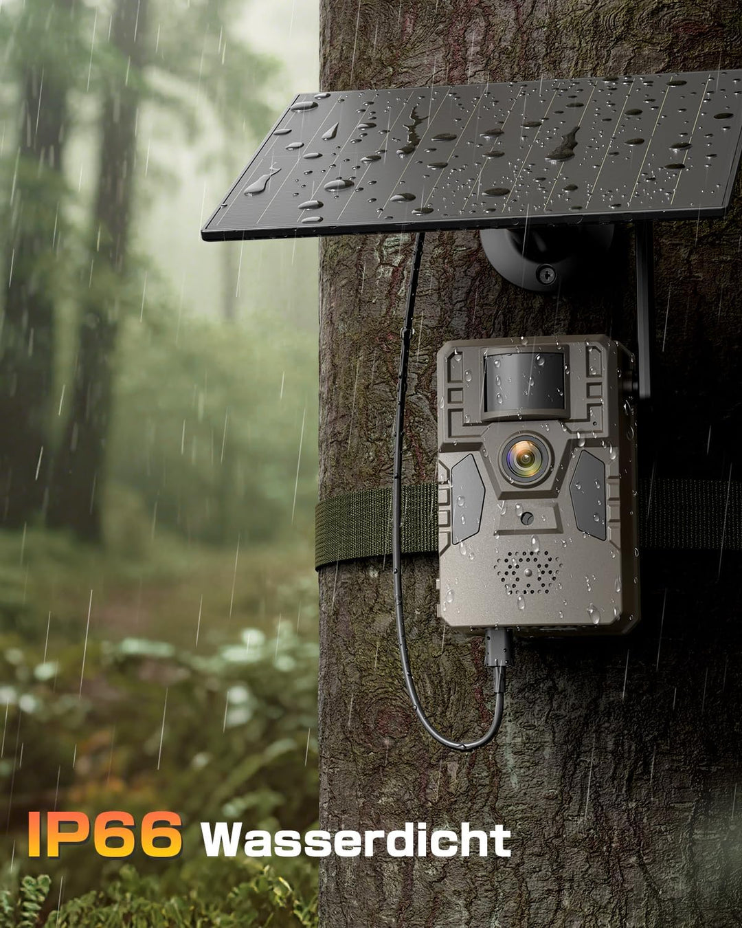 4G LTE Wildkamera mit Handyübertragung APP, Solar Überwachungskamera Aussen mit SIM Karte, 2K Wildti