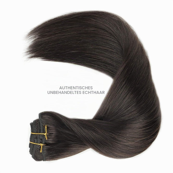 WENNALIFE Clip In Extensions Echthaar, 150g 40cm 9pcs Dunkel Braun Clip In Extensions Hair Extension