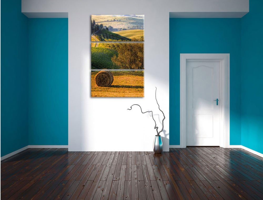 Pixxprint Italienische Toskana Landschaft als Leinwandbild/Grösse: 3 Teilig (120x80 cm) cm/Wandbild/