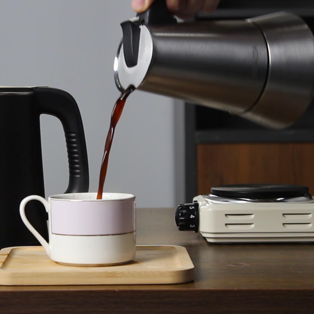 Espressokocher aus Edelstahl, Induktion, 4 Tassen, 200 ml, für alle Herdarten geeignet, Glaskeramik-